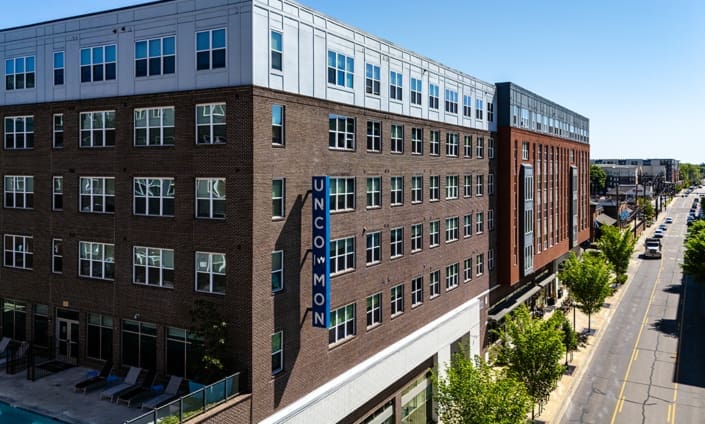 The Auburn Uncommon apartment complex in Auburn, Alabama with brickwork from C&C Masonry