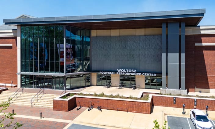 The Auburn University Woltosz Peroformance Center in Auburn, Alabama with brickwork from C&C Masonry