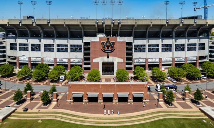 The Jordan Hare Stadium Plaza with brickwork from C&C Masonry