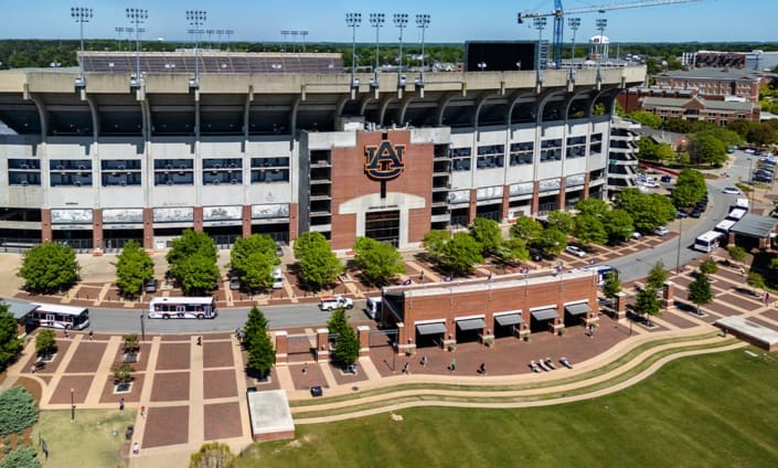 The Jordan Hare Stadium Plaza with brickwork from C&C Masonry