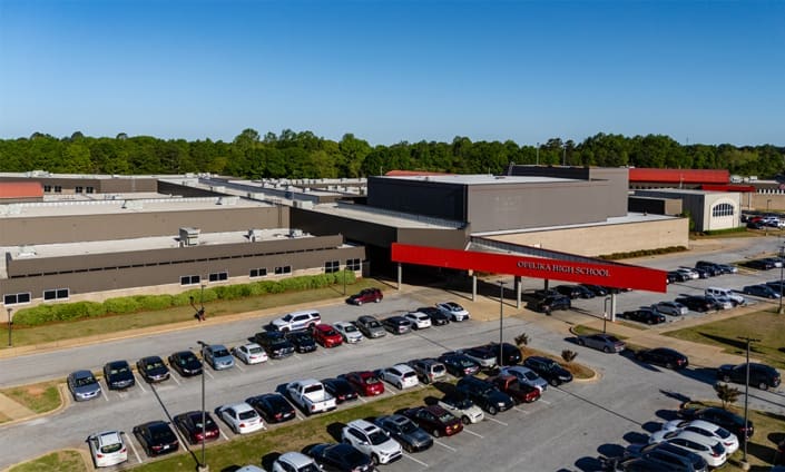 Opelika High School in Opelika, Alabama with brickwork from C&C Masonry