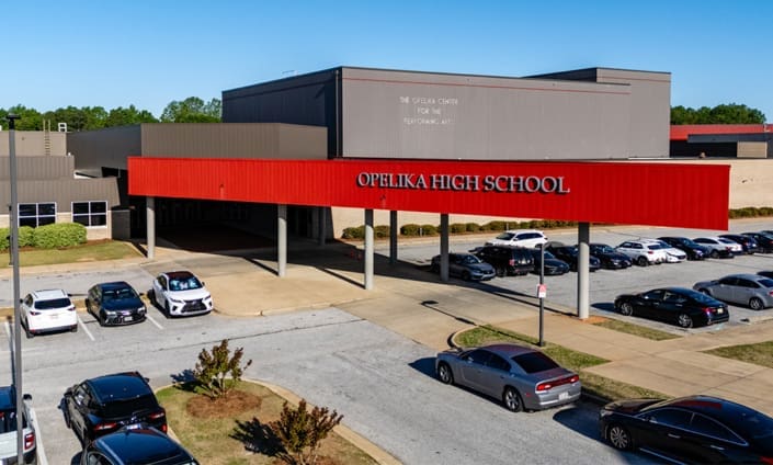 Opelika High School in Opelika, Alabama with brickwork from C&C Masonry